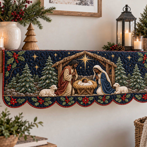Black Nativity Blessing Quilted Mantel Scarf SN0TD726