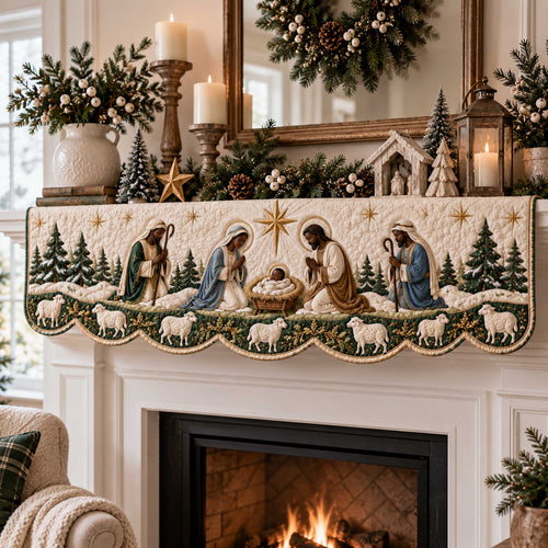 Black Nativity Light Quilted Mantel Scarf SN0TD729