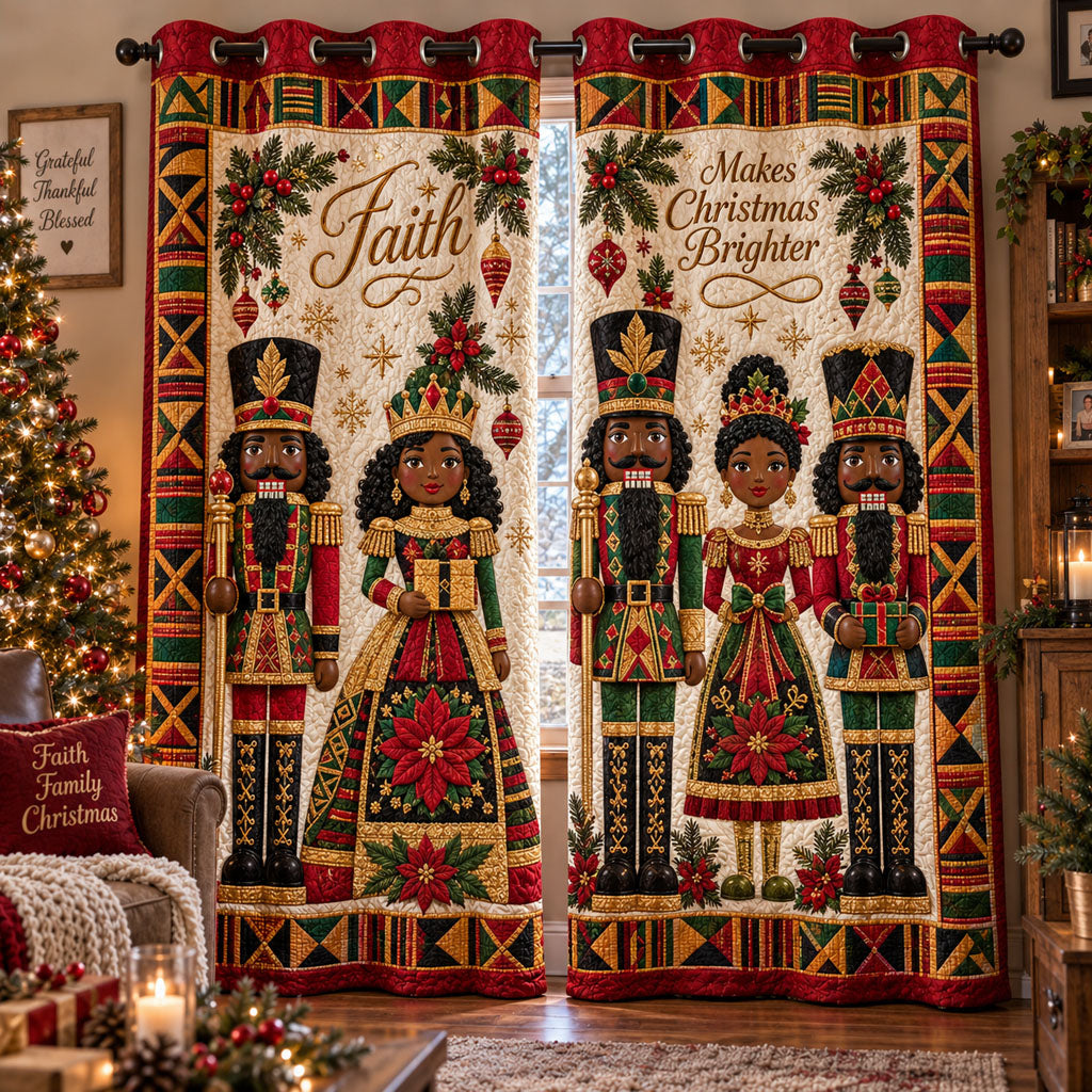 Black Nutcracker Christmas Royalty Quilted Curtains SN0PT1247