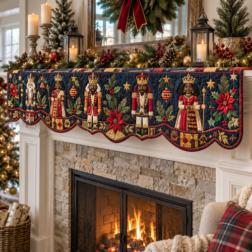 Black Nutcrakers Heritage Christmas Quilted Mantel Scarf SN0PT1284