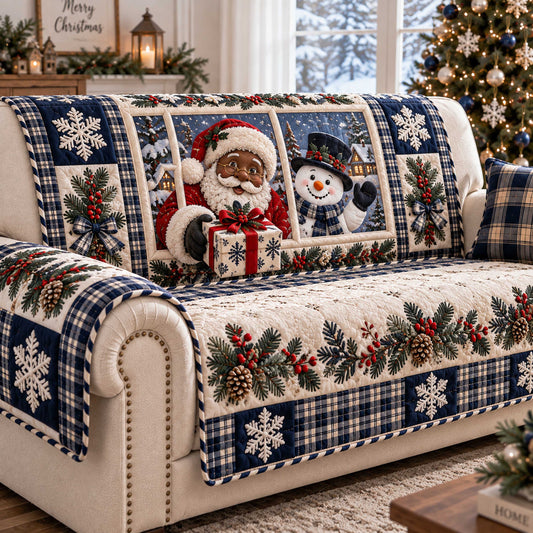 Black Santa Celebration Quilted Sofa Cover SN0TD716