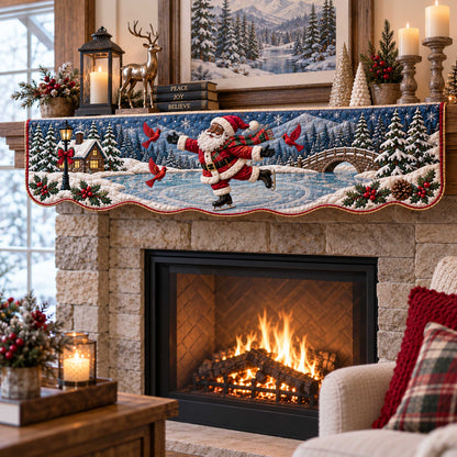 Black Santa Charm Quilted Mantel Scarf SN0TD576