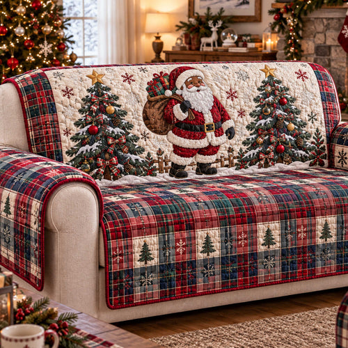 Black Santa Charm Quilted Sofa Cover SN0TD711