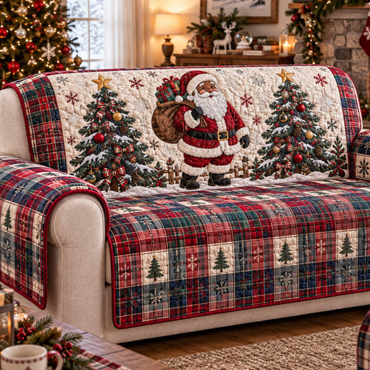 Black Santa Charm Quilted Sofa Cover SN0TD711