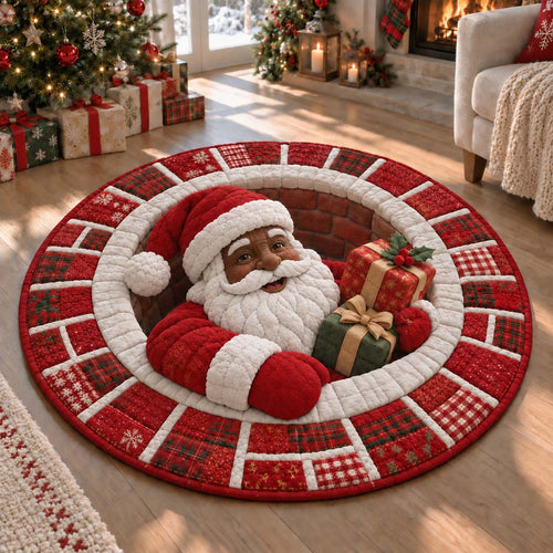 Black Santa Chimney Quilted Round Mat SN0HH0447