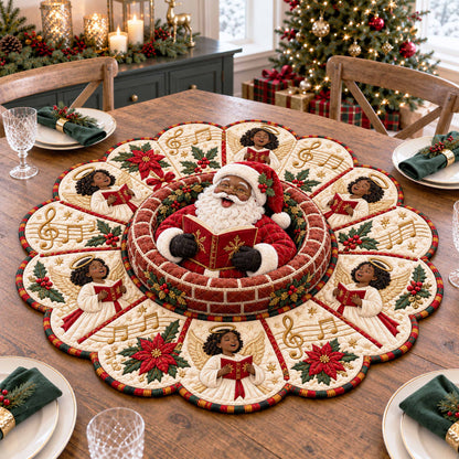 Black Santa Christmas Custom Shape Quilted Table Topper SN0TD577