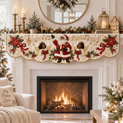 Black Santa Christmas Quilted Mantel Scarf SN0TD577