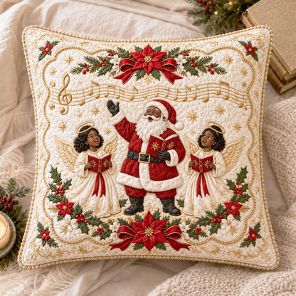 Black Santa Christmas Quilted Pillow Case SN0TD577