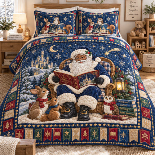 Black Santa Delight 3-Piece Quilted Bedding Set SN0TD738