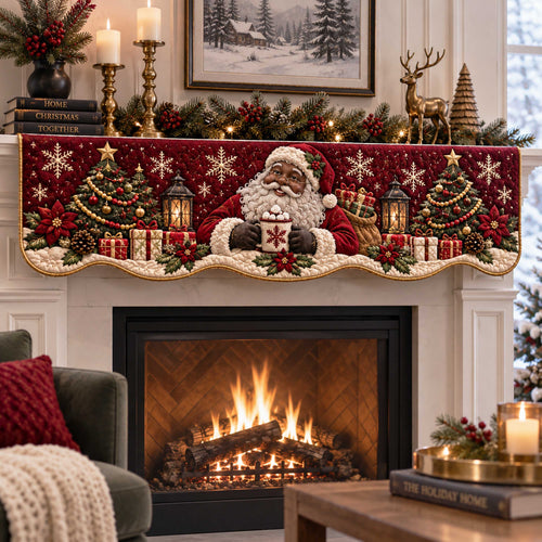 Black Santa Delight Quilted Mantel Scarf SN0TD575