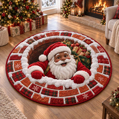 Black Santa Frost Quilted Round Mat SN0HH0448