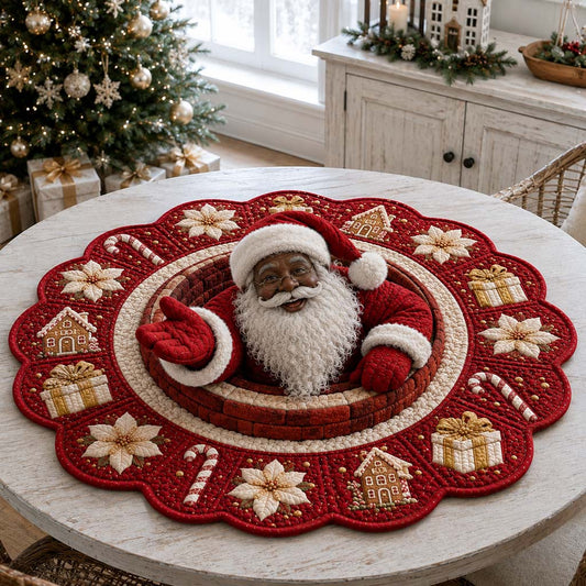 Black Santa Gingerbread Custom Shape Quilted Table Topper SN0HH0258