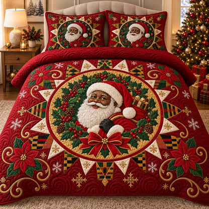 Black Santa Heritage 3-Piece Quilted Bedding Set SN0HH0586