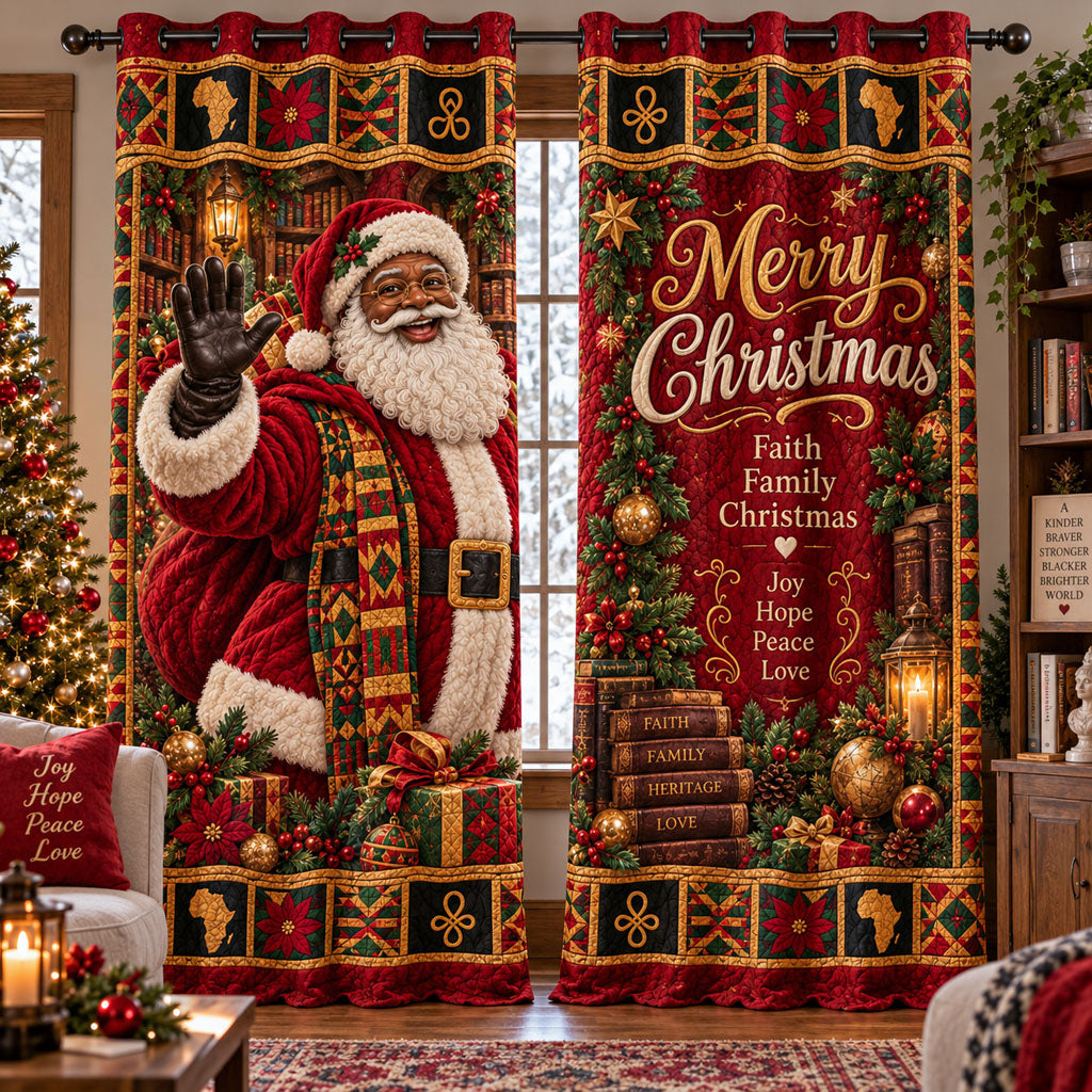 Black Santa Heritage Parade Quilted Curtains SN0PT1272