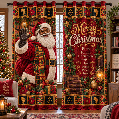 Black Santa Heritage Parade Quilted Curtains SN0PT1272