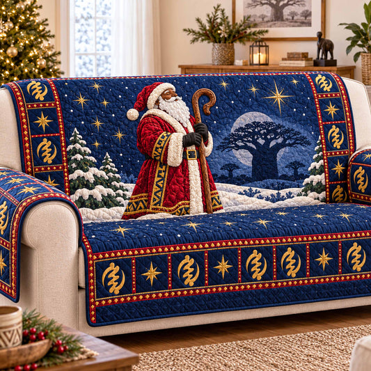 Black Santa Heritage Quilted Sofa Cover SN0TD838