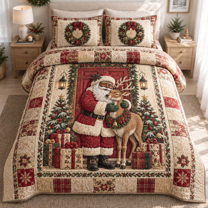 Black Santa Joy 3-Piece Quilted Bedding Set SN0TD732