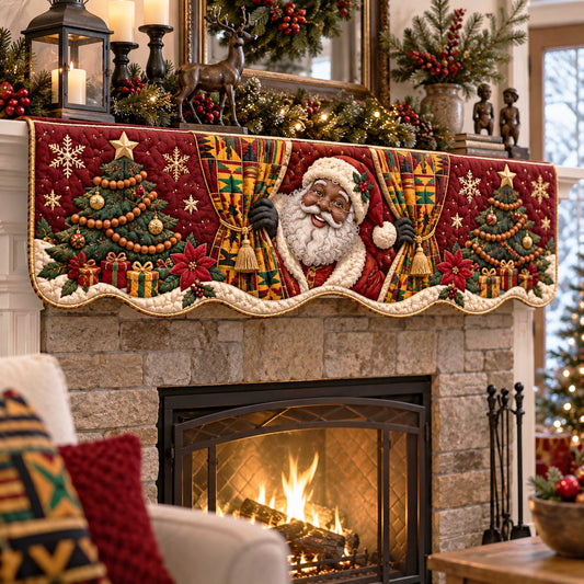 Black Santa Magic Quilted Mantel Scarf SN0TD573