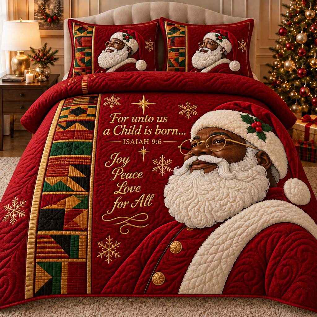 Black Santa Majesty 3-Piece Quilted Bedding Set SN0HH0587