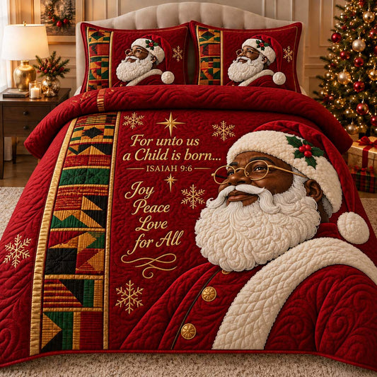 Black Santa Majesty 3-Piece Quilted Bedding Set SN0HH0587