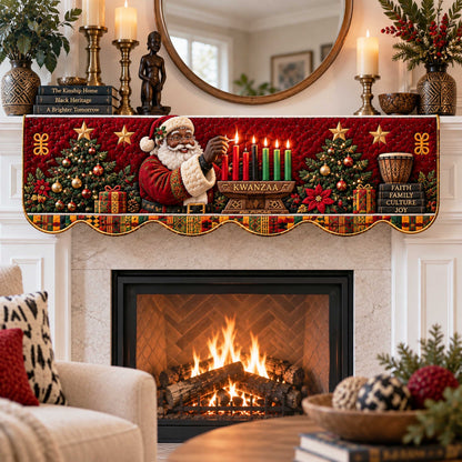 Black Santa Quilted Mantel Scarf SN0TD569
