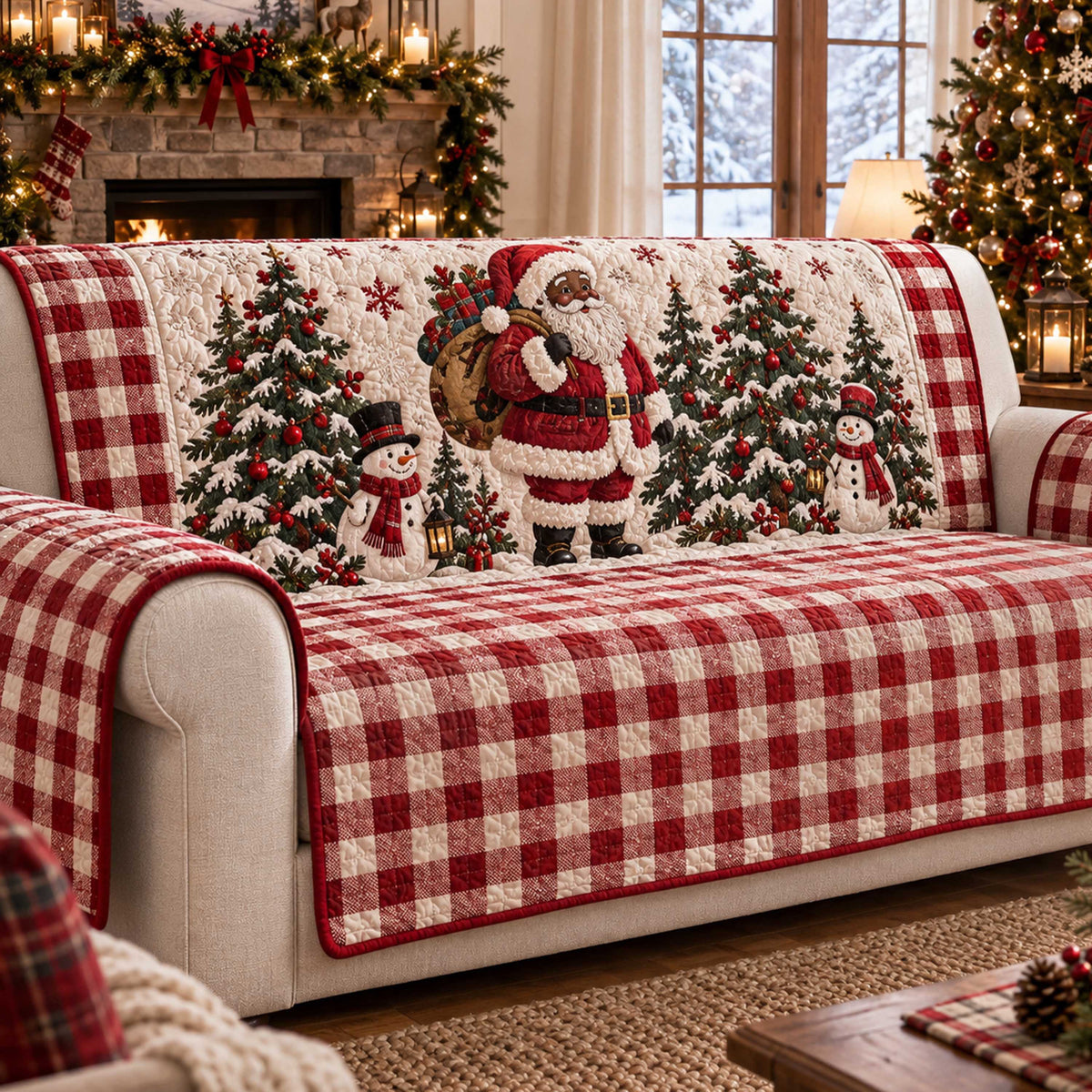 Black Santa Quilted Sofa Cover SN0TD706