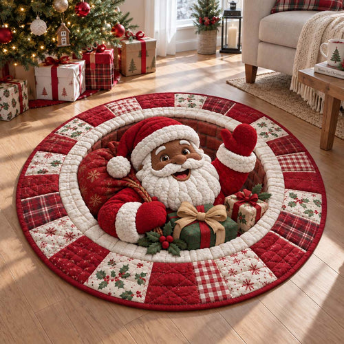 Black Santa Ribbon Quilted Round Mat SN0HH0451