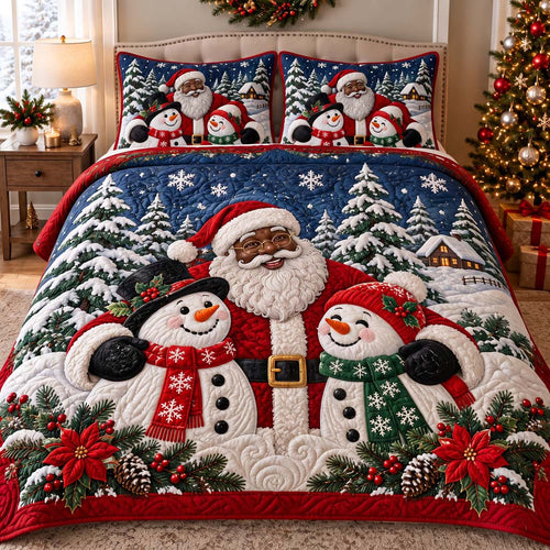 Black Santa Serenade 3-Piece Quilted Bedding Set SN0HH0590