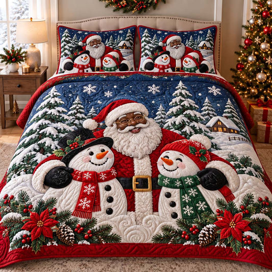 Black Santa Serenade 3-Piece Quilted Bedding Set SN0HH0590