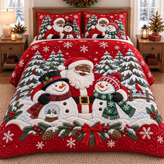 Black Santa Twilight 3-Piece Quilted Bedding Set SN0HH0591