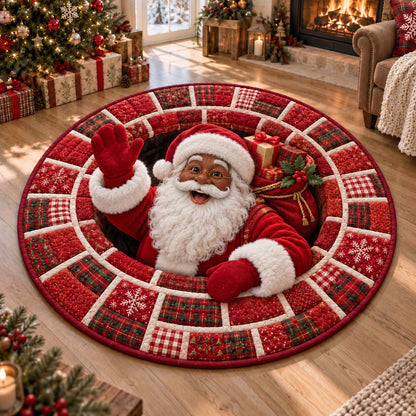 Black Santa Wave Quilted Round Mat SN0HH0453