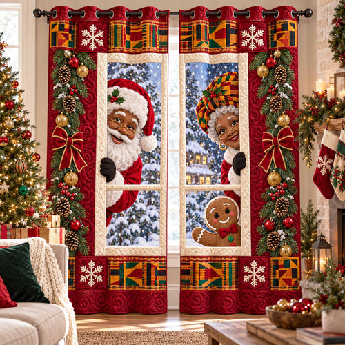 Black Santa Window Quilted Curtains SN0TD841