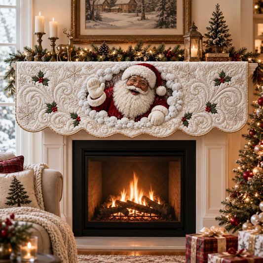 Black Santa Winter Glow Quilted Mantel Scarf SN0DV604