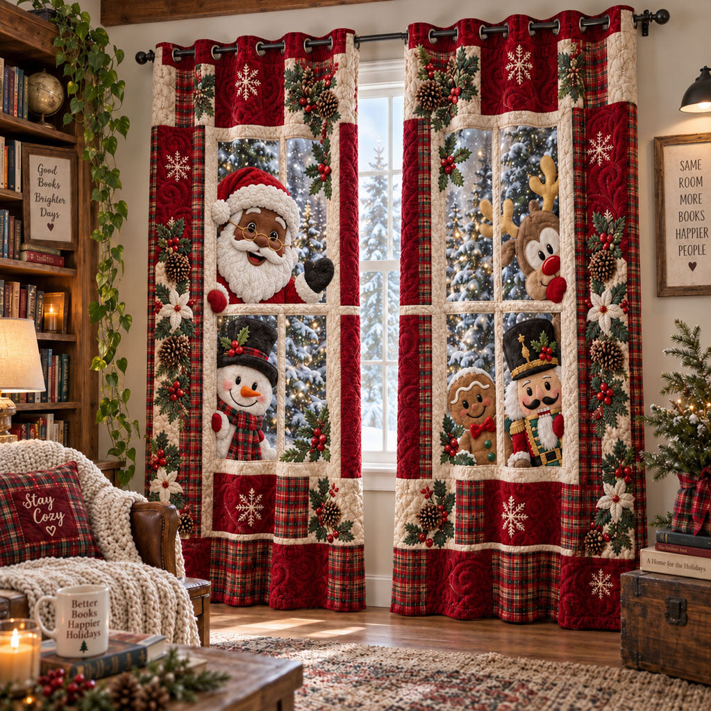 Black Santa and Friends Wonderland Quilted Curtains SN0PT1248