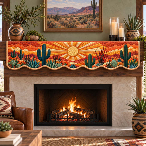 Blazing Sun Cactus Quilted Mantel Scarf SN0HH0981