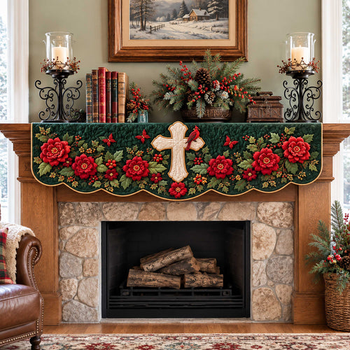 Blessed Cross Quilted Mantel Scarf SN0TD343