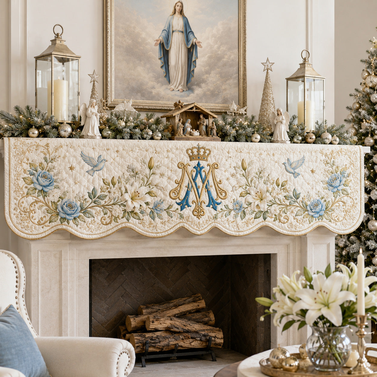 Blessed Garden Quilted Mantel Scarf SN0TV260