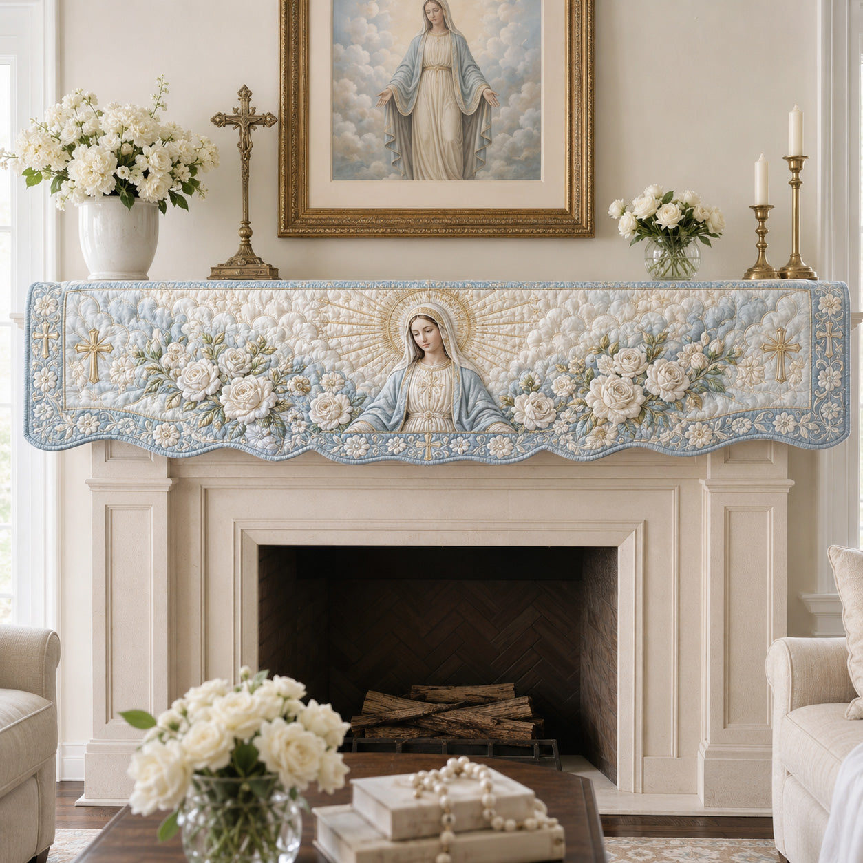 Blessed Madonna Quilted Mantel Scarf SN0TV253