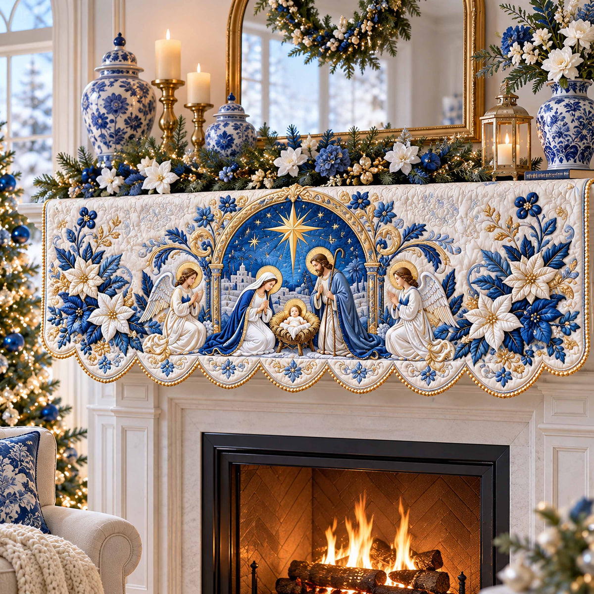 Blessed Manger Quilted Mantel Scarf SN0TD1325