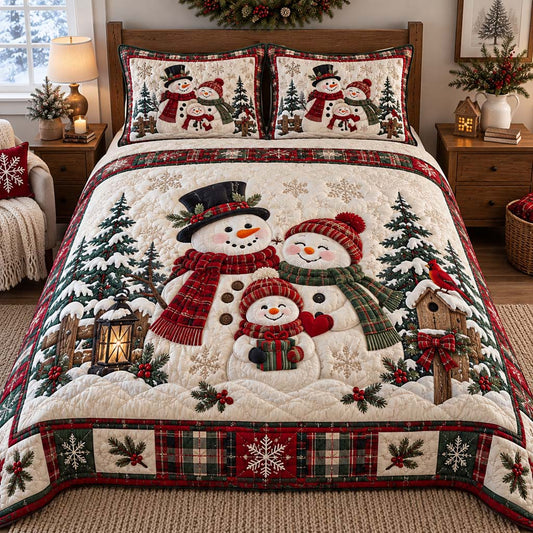 Blissful Snowman 3-Piece Quilted Bedding Set SN0HH0628