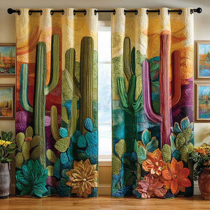 Blooming Cactus Quilted Curtains NCU0DH798