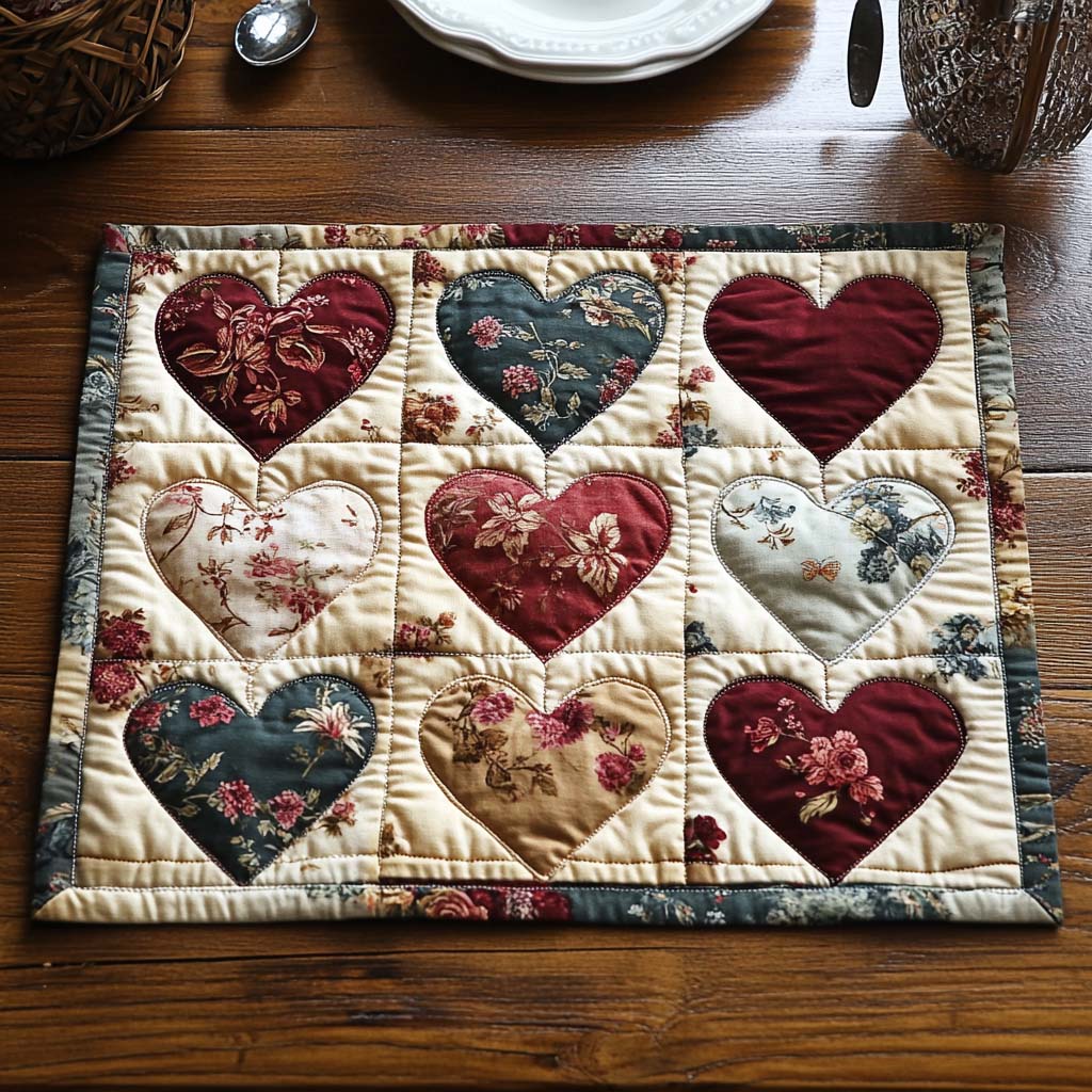 Blooming Hearts Quilted Place Mat NCU0DV2941