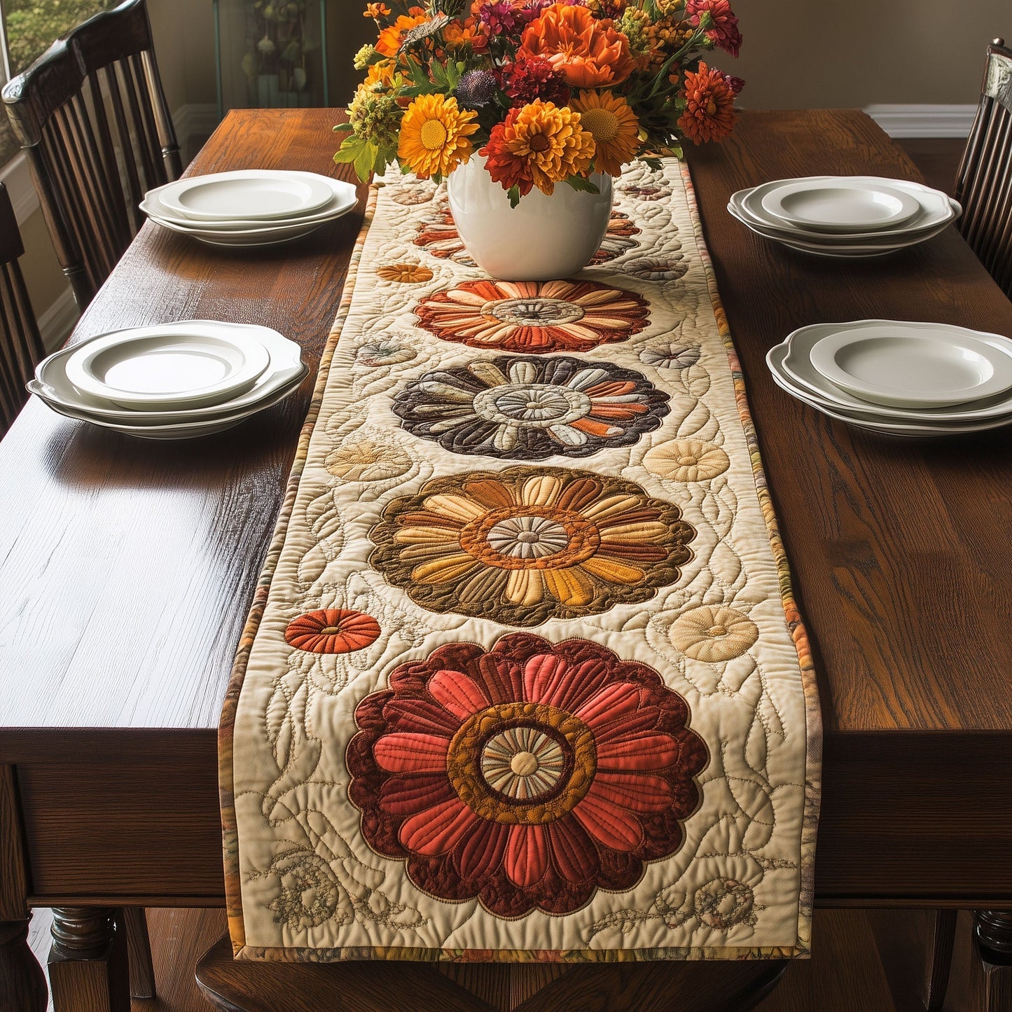 Blooming Mandalas Quilted Table Runner NCU0PTT625