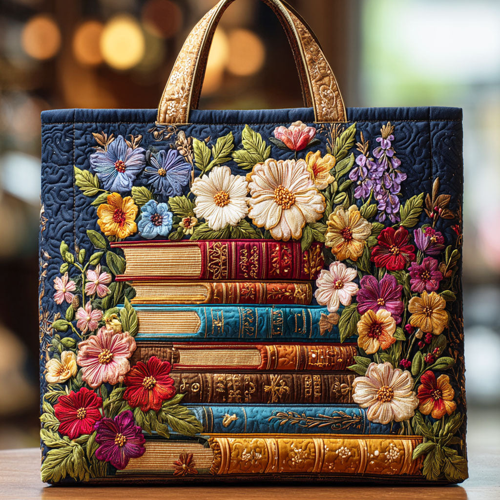 Blooming Pages Quilted Tote Bag NCU0TD636