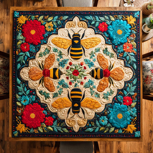 Blossom Bees Quilted Table Topper NCU0NTD588