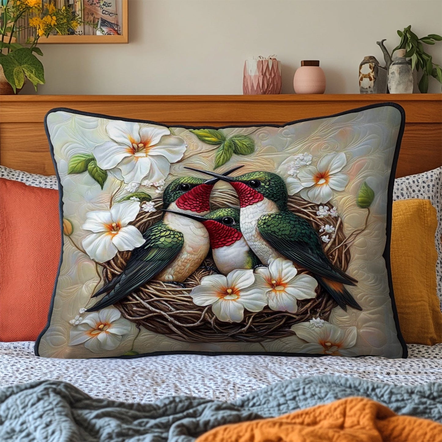 Blossoming Melody Quilted Bedding Pillow Case NCU0NT5644