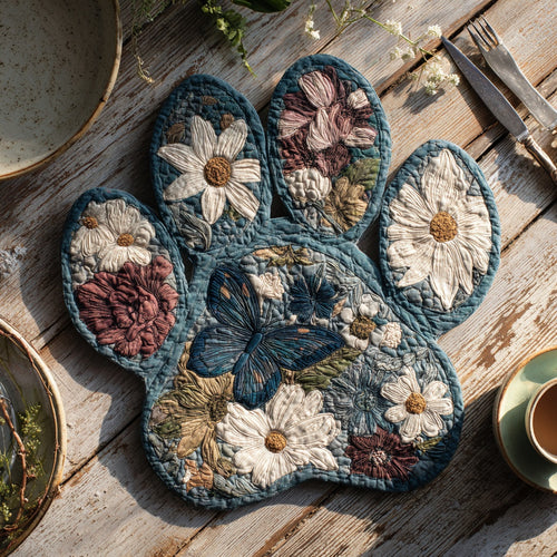 Blue Butterfly Custom Shape Quilted Placemat NCU0LV098