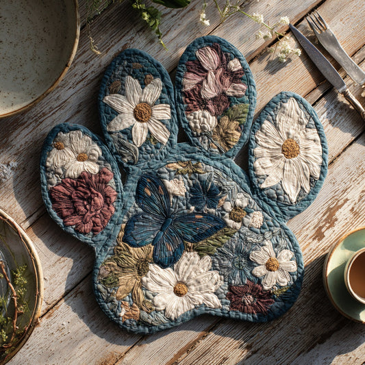 Blue Butterfly Custom Shape Quilted Placemat NCU0LV098