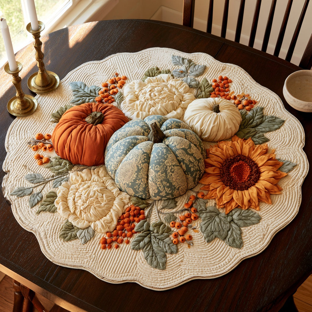 Blue Calico Custom Shape Quilted Table Topper NCU0LV189
