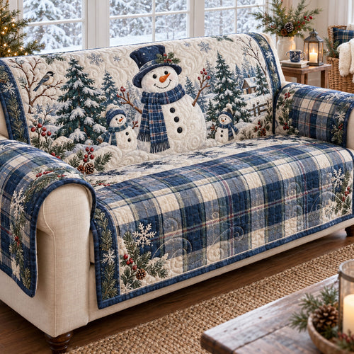 Blue Christmas Quilted Sofa Cover SN0TV303